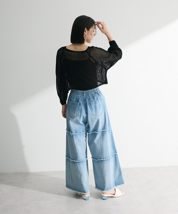 Green Parks ・ＥＬＥＮＣＡＲＥ　ＤＵＥ　２ｗａｙメッシュカーディガ Black