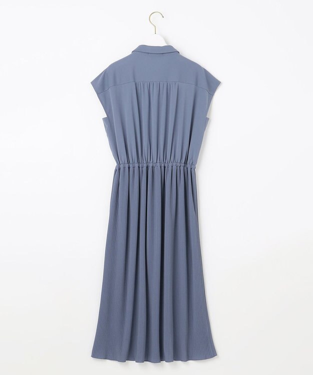 ANY SIS 【接触冷感・吸水速乾・UVケア】エアリードレープスムースプリーツ ワンピース スモーキーブルー