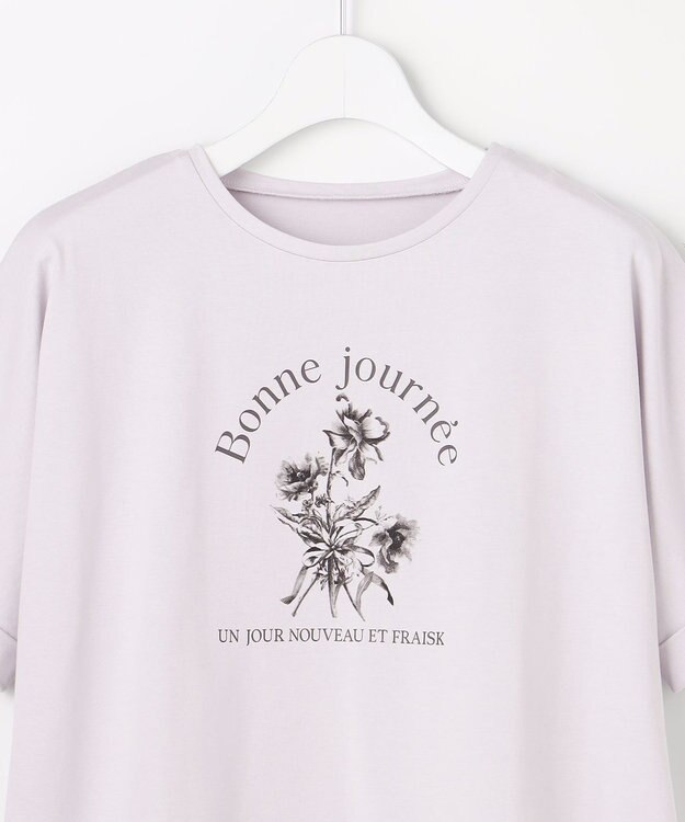 ANY SIS フラワープリント ロゴＴシャツ アイスグレー