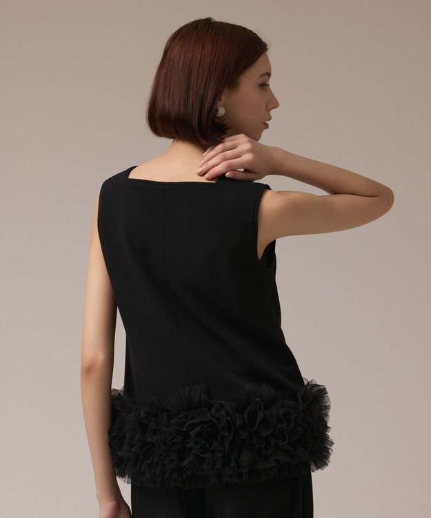 GRACE CONTINENTAL チュールヘムカットトップ ブラック