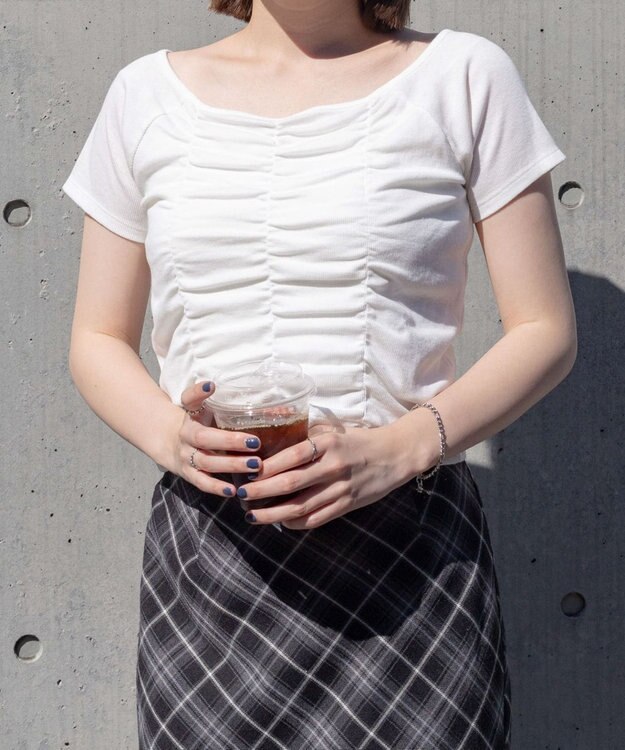 WEGO 2WAYシャーリングオフショルT ホワイト