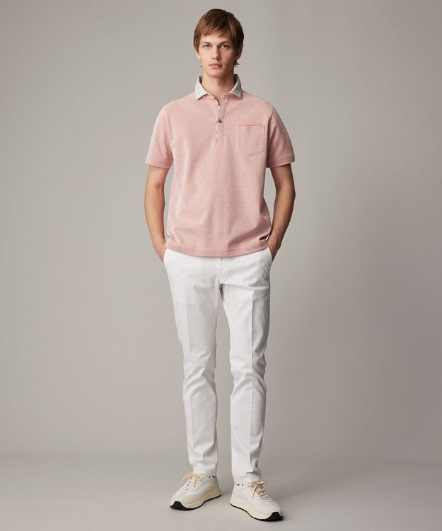 JOSEPH ABBOUD 【25SS・ウエストも伸びる！オーガニックコットン使用】ハイパワーオーガニックピケ パンツ ホワイト系