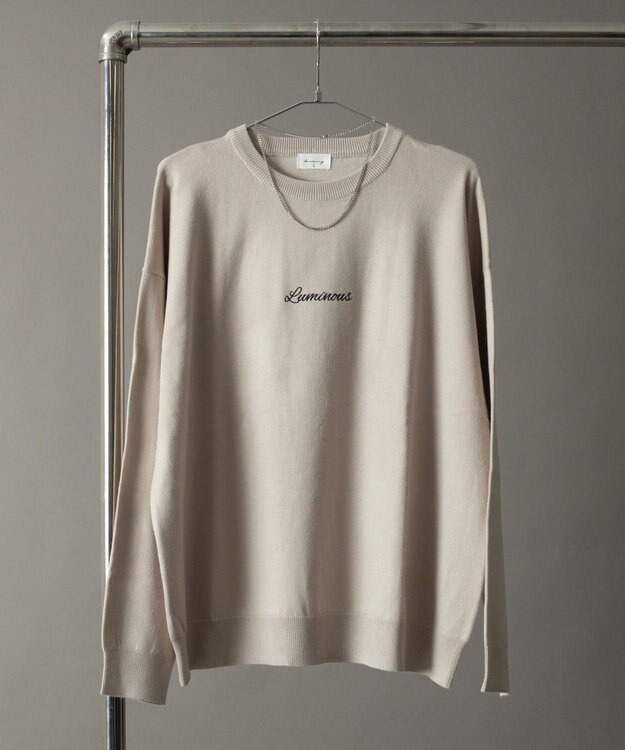 WEGO アクセ付きワンポイントニットプルオーバー（LS） グレー