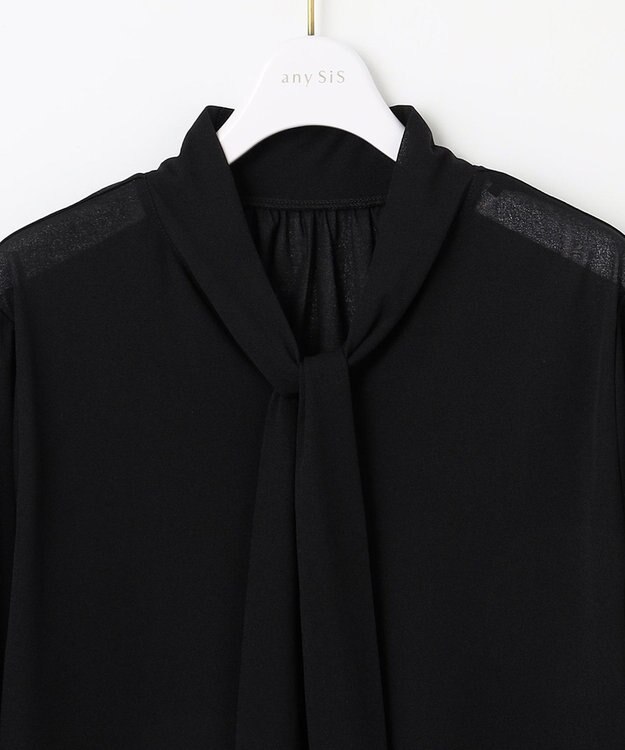 ANY SIS 【前後着用可能】シアー2WAYボウタイ プルオーバー ブラック