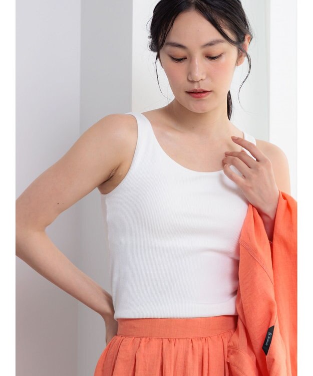 Te chichi 【接触冷感/抗菌防臭】カップ付きリブタンクトップカップ付きリブタンクトップ オフホワイト