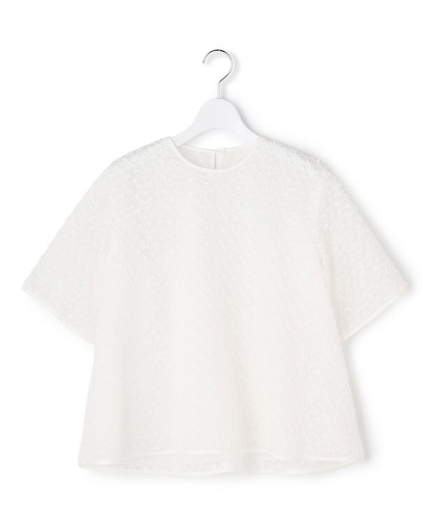 23区 L 【R(アール)】ランダムドットレース Aライン ブラウス ホワイト系