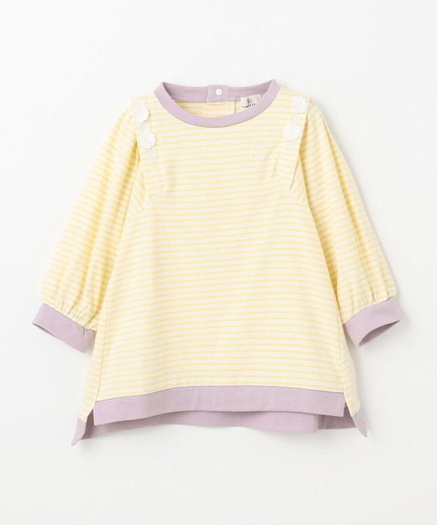 組曲 KIDS 【90-100㎝】リボンボーダー トップス イエロー系1