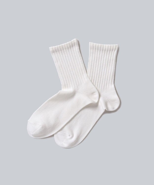 WHITE MAILS PAPER WIDE RIB CREW SOCKS ソックス オフホワイト