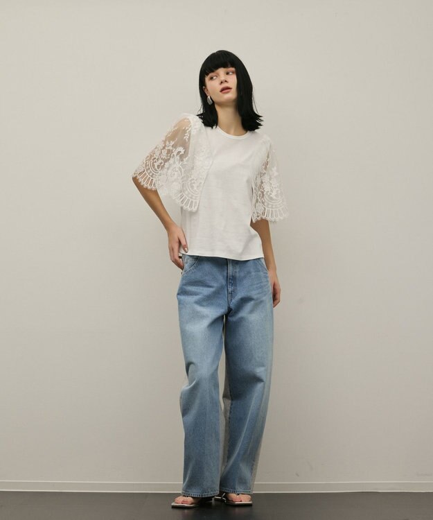 GRACE CONTINENTAL レースフレアカットトップ ホワイト