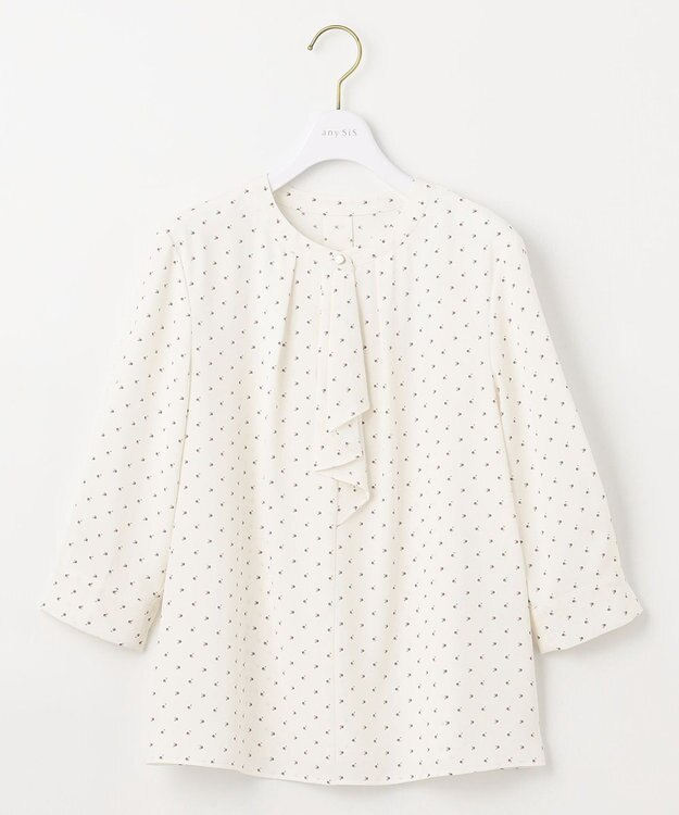 ANY SIS L 【洗える】ラッフルボウ ブラウス オフベース