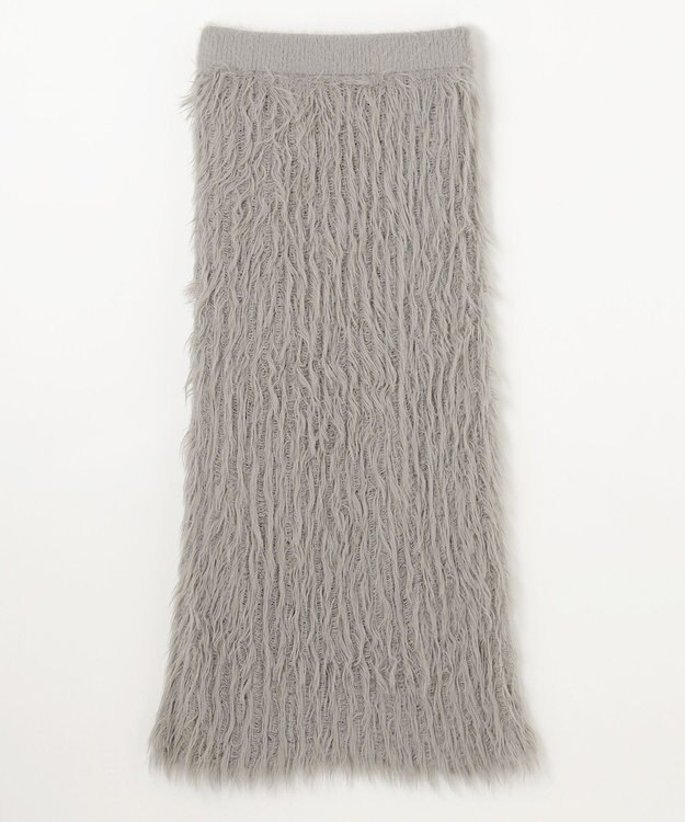 NAVE 【ReNAVE・洗える】メルティーシャギーニット スカート ライトグレー系