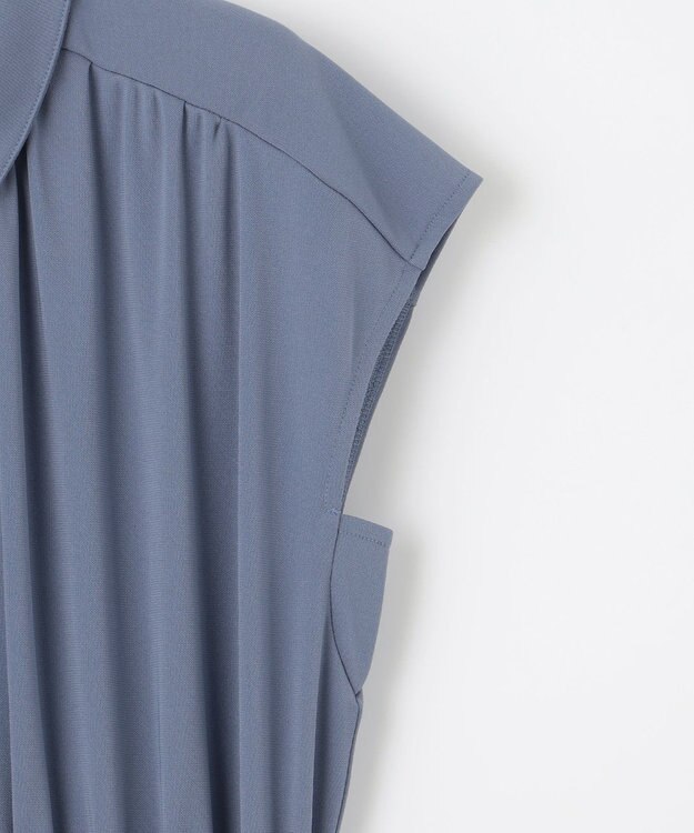 ANY SIS 【接触冷感・吸水速乾・UVケア】エアリードレープスムースプリーツ ワンピース スモーキーブルー