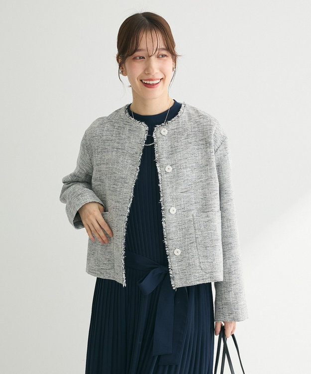 ef-de ツイードノーカラージャケット / Green Parks | ファッション