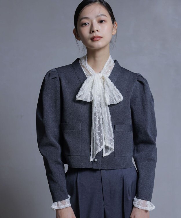 組曲 【前後着用可】チュールフリル ブラウス アイボリー系