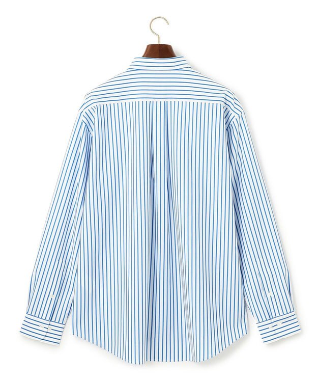 J.PRESS MEN 【J.PRESS ORIGINALS】SUVIN TYPEWRITER JERSEY 46G STRIPE SHIRT / JAPAN MADE サックスブルー系1