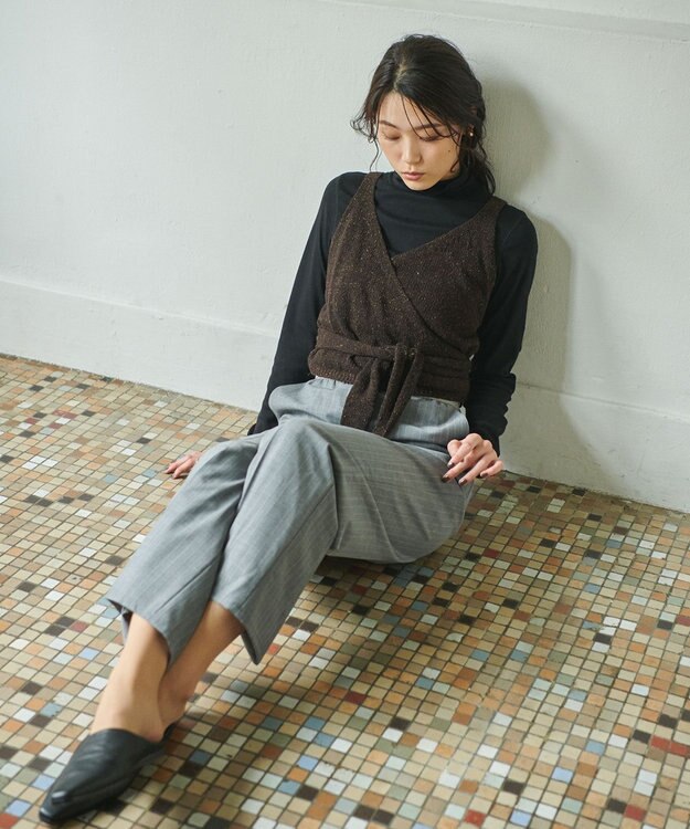 #Newans 【洗える】カシミヤブレンドバルキーニットビスチェ ダークブラウン系