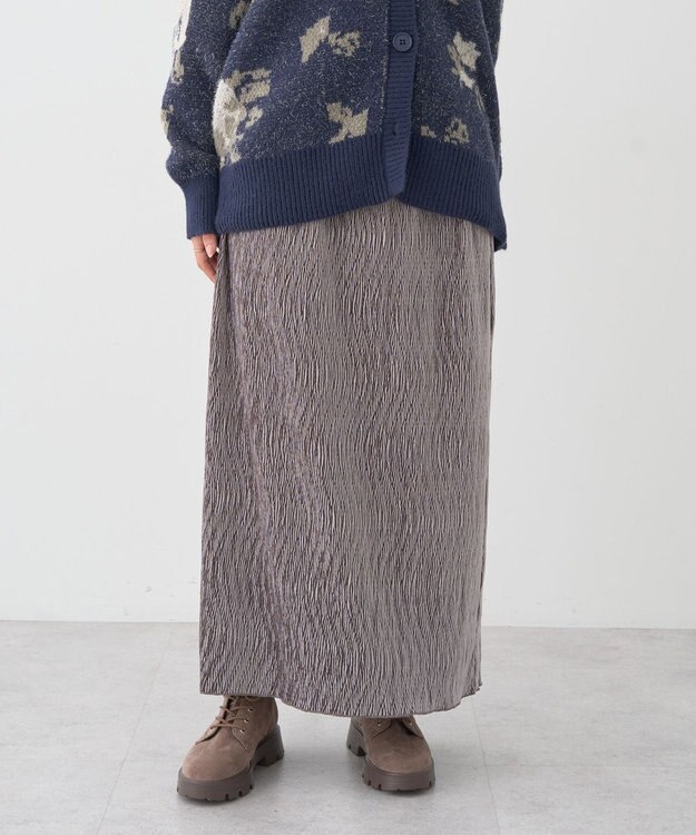 earth music&ecology シャイニーベロアスカート Gray