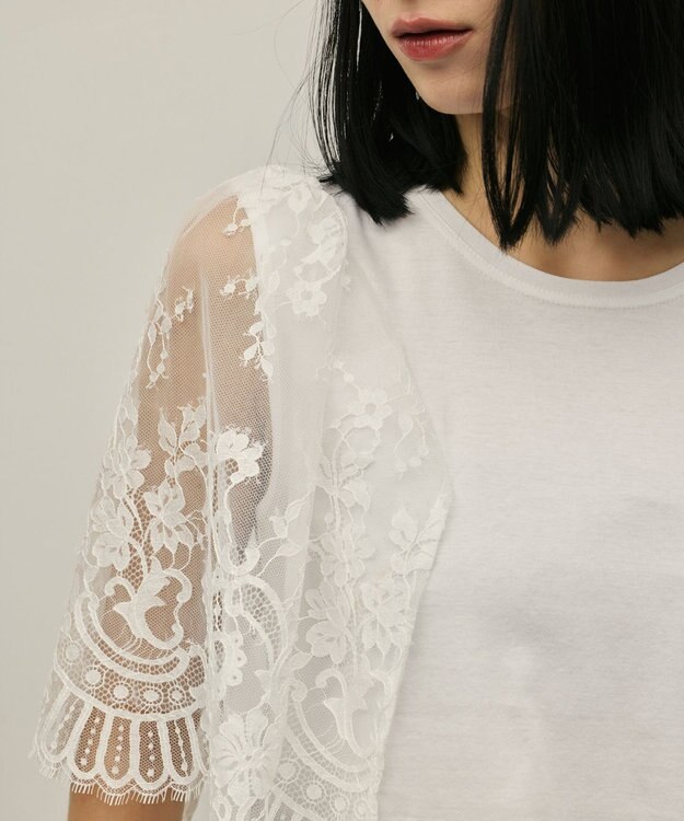 GRACE CONTINENTAL レースフレアカットトップ ホワイト