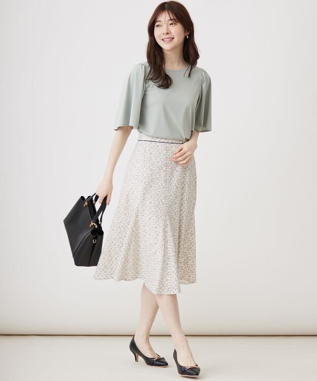 ANY SIS 【洗える】コードレースフレア スカート アイボリベース