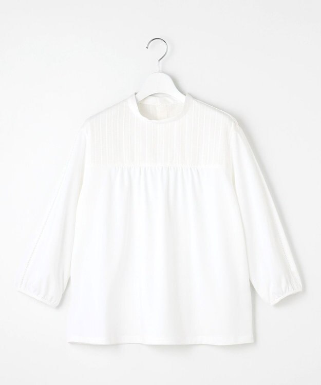 J.PRESS LADIES L 【洗える】プレーティングジャージー モックネックカットソー ホワイト系