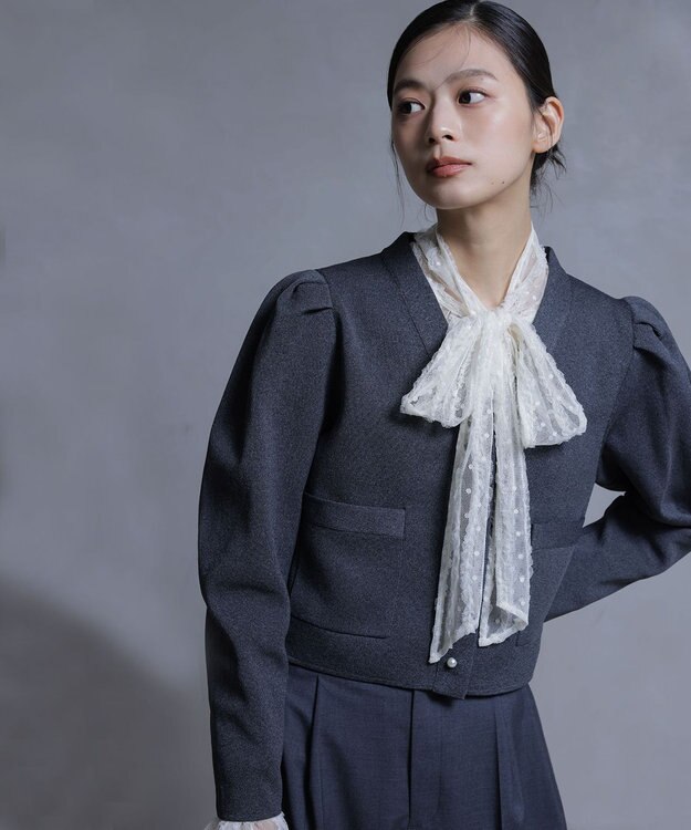 組曲 【前後着用可】チュールフリル ブラウス アイボリー系