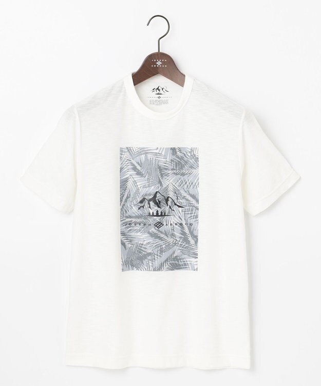JOSEPH ABBOUD MOUNTAIN 【UNISEX】スラブリーフプリント Tシャツ ホワイト系