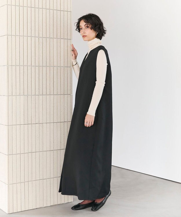 #Newans 【洗濯機可】キーネックジャンパースカート ブラック