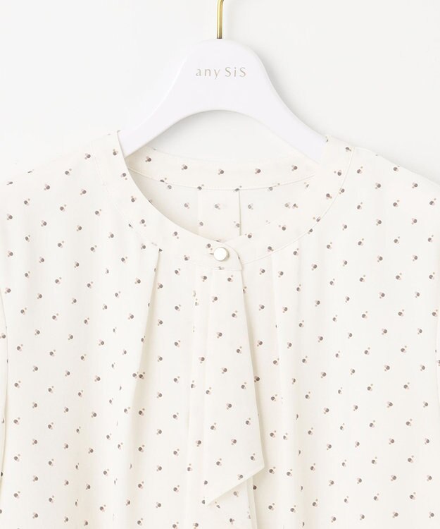 ANY SIS L 【洗える】ラッフルボウ ブラウス オフベース