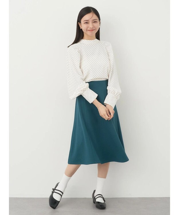 earth music&ecology すきな丈フレアスカート Blue Green