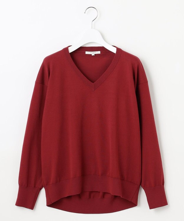 23区 【SLOW/一部店舗限定】コットンシルク Vネック ニット ワイン系