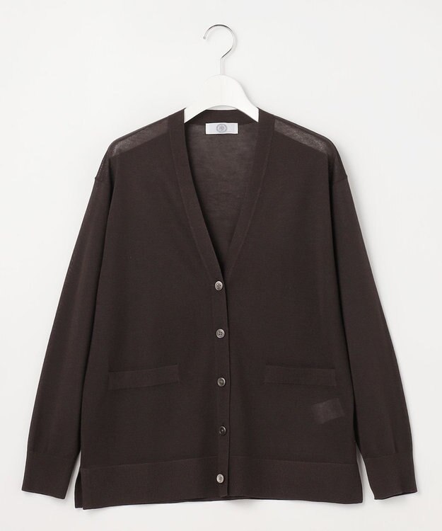 J.PRESS LADIES Vis/Pe スパーク ニット カーディガン ダークブラウン系
