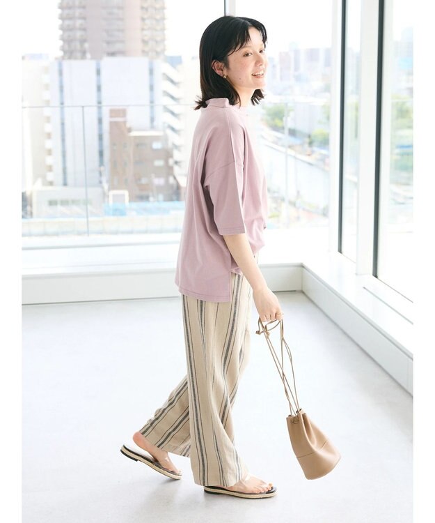 CRAFT STANDARD BOUTIQUE シルケット天竺　ロゴＰＴボトルネックＰＯ　５／Ｓ Lavender
