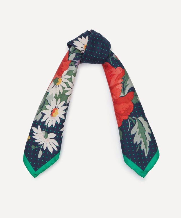 LIBERTY. アベリア ブーケ 45x45 シルク スカーフ グリーン