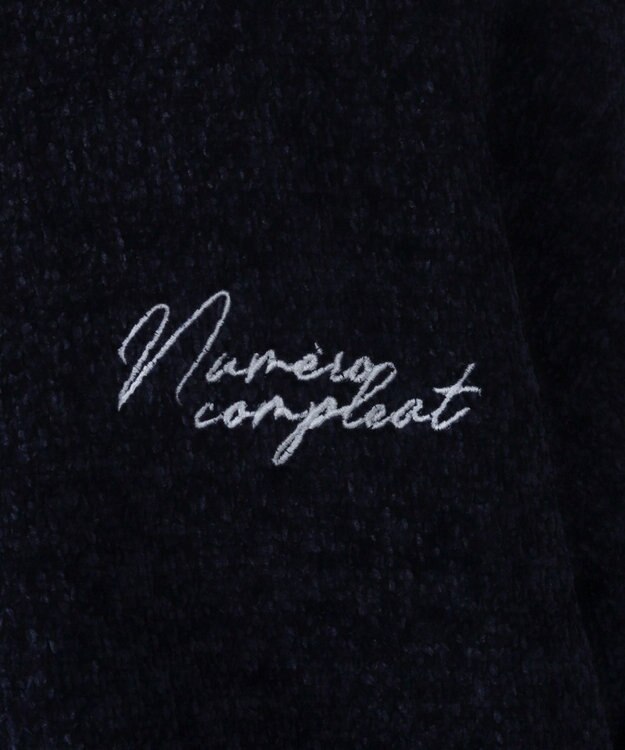 WEGO 【ユニセックス着用ITEM】ベロアモールワンポイントZIPカーディガン ネイビー