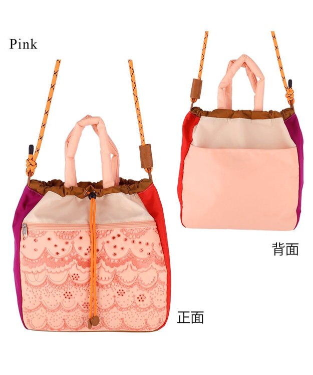 tsumori chisato CARRY スカラップレース ショルダーバッグ 2WAY ハンドバッグ ピンク