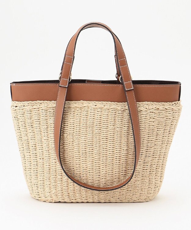 LA BAGAGERIE 【maison vert】 【ペーパー素材・多収納】ダブルハンドルかごバッグ キャメル