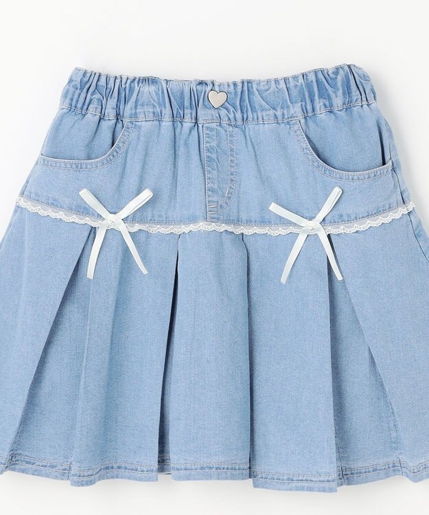 ANY KIDS 【洗濯機可能】プリーツ ミニスカパン デニム