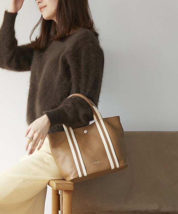 TOPKAPI 【TREASURE TOPKAPI】ソフトシュリンク テープコンビ ミニ トート バッグ ショルダーベルト付 ブラウン