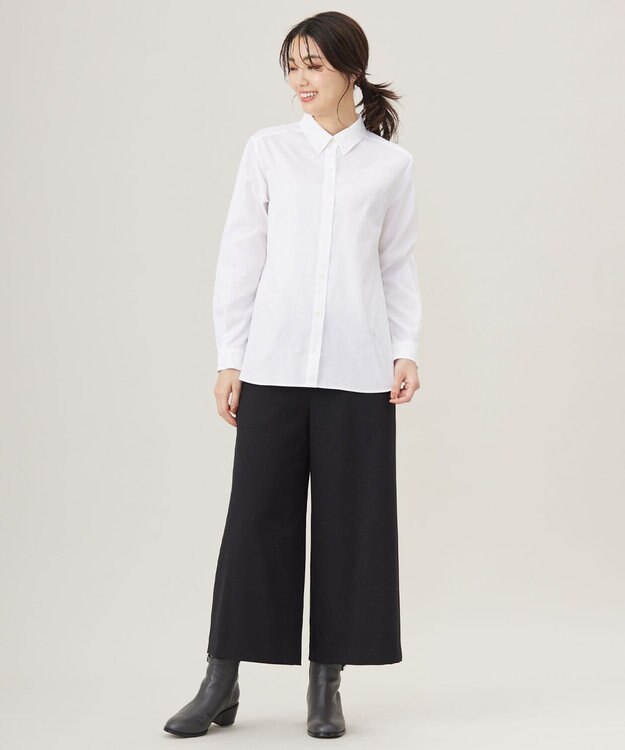 J.PRESS LADIES 【洗える】PINオックス ボタンダウン シャツ ホワイト系