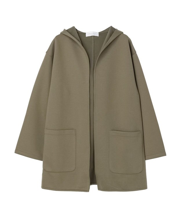 Green Parks ポンチフード付きカットカーディガン Gray Beige