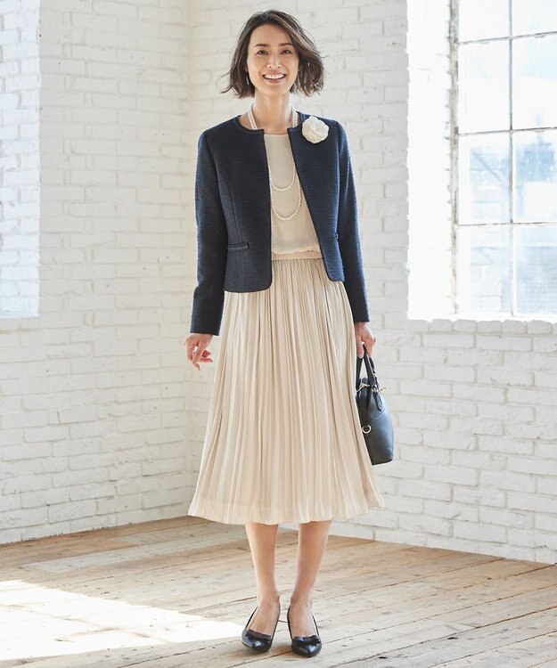 ANY MIXスラブツイード ジャケット ネイビー系