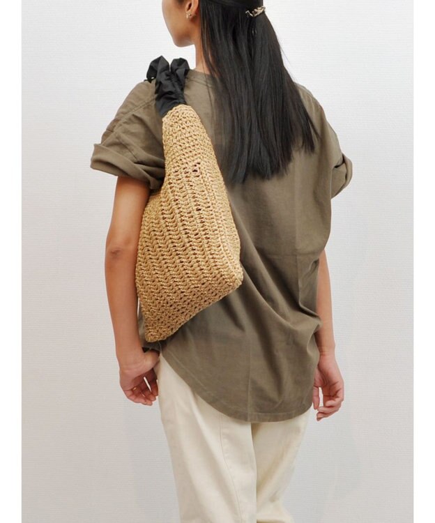 UNBILLION cachecache フリルワンハンドルペーパー手編みトート ブラック