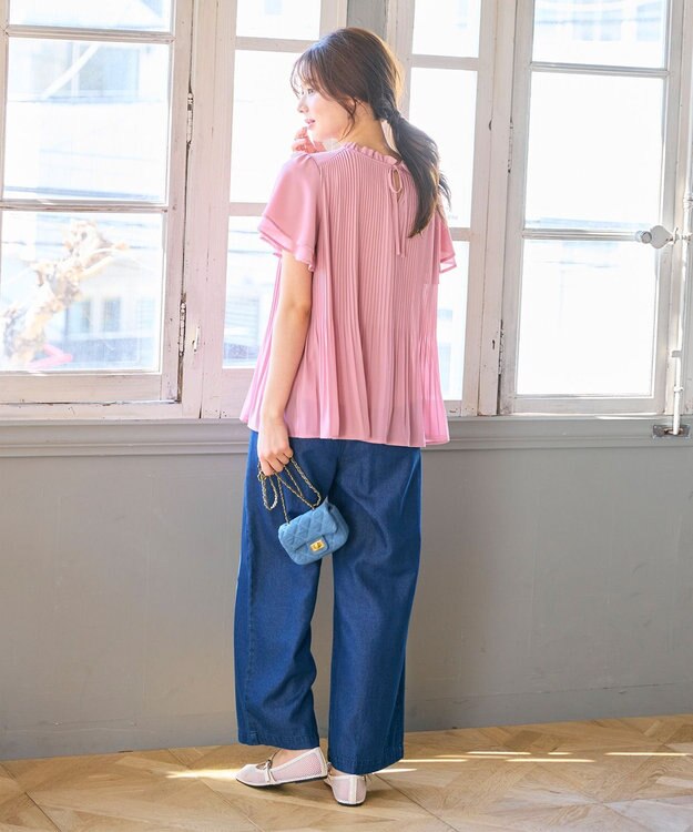 Feroux 【2WAY】シフォンジョーゼットプリーツ ブラウス ピンク系