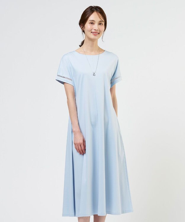 J.PRESS LADIES L コットンスムース ワンピース サックスブルー系