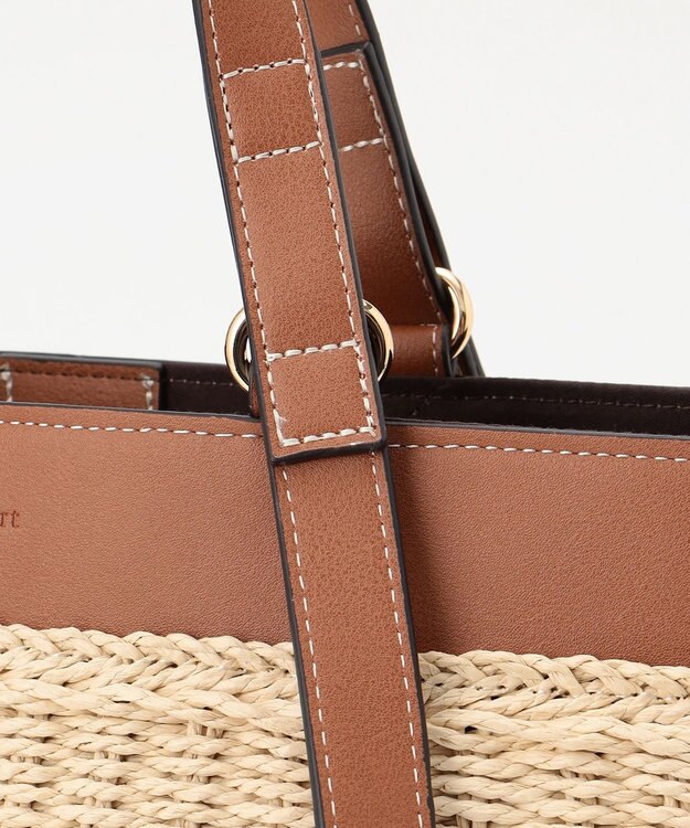 LA BAGAGERIE 【maison vert】 【ペーパー素材・多収納】ダブルハンドルかごバッグ キャメル