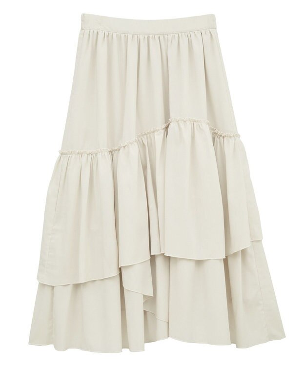 earth music&ecology ティアードヘムフレアスカート Ivory