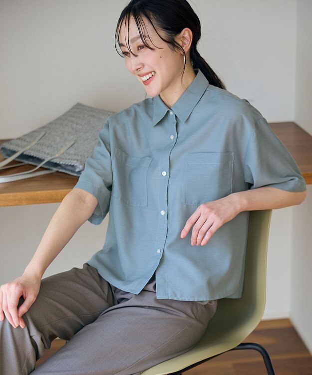 ANY シアーテックリネンシャツ ブルー