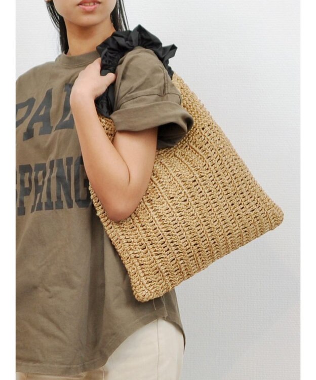 UNBILLION cachecache フリルワンハンドルペーパー手編みトート ブラック