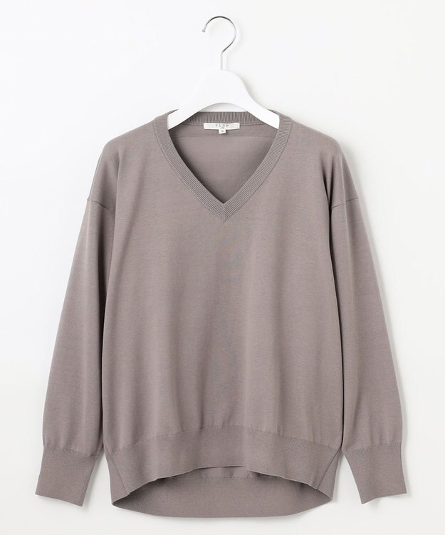 23区 【SLOW/一部店舗限定】コットンシルク Vネック ニット ライトグレー系