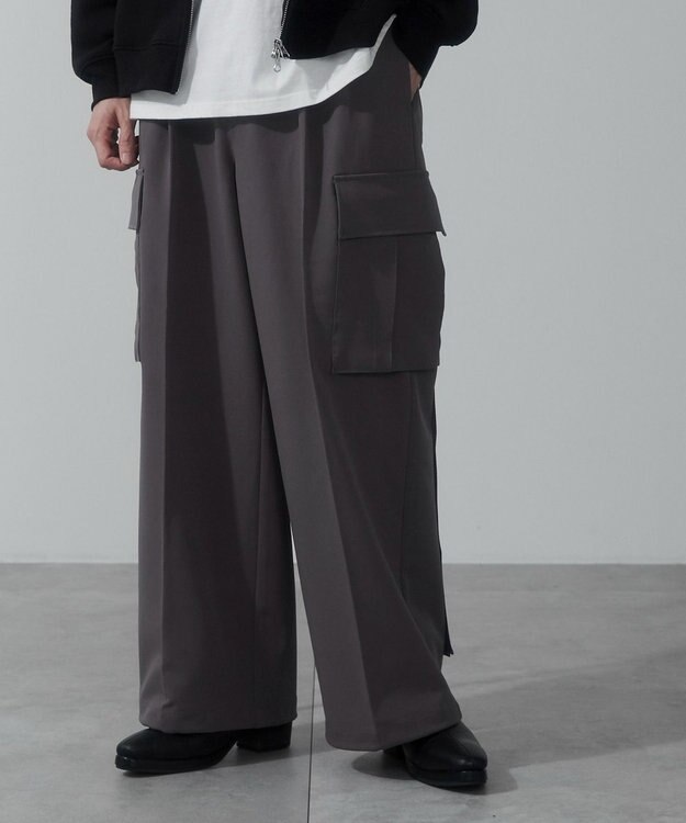 WEGO 【ウエストゴム】スーパーバギーカーゴスラックス ダークグレー